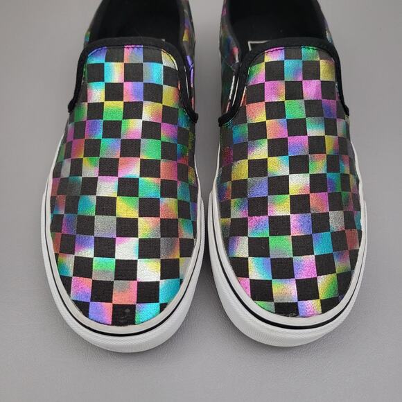 Vans Checkerboard Slip On Womens Shoes Size 11 Black Iridescent - Picture 4 of 10
